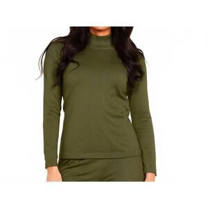 NEW ANGEL APPAREL long sleeve mock neck top in olive